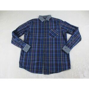 Sean John Shirt Mens Extra Large Purple Button Up Plaid Original Fit Long Sleeve